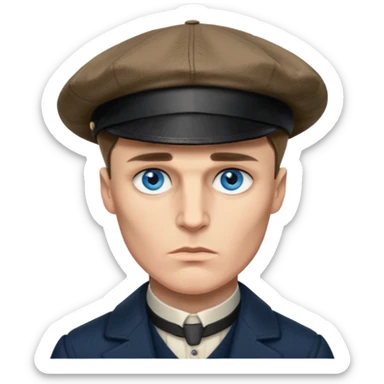 Tommy Shelby make his face exact  with his signature hat  sticker