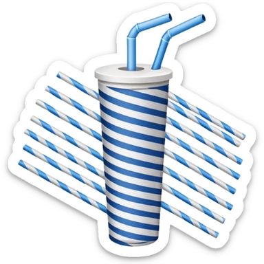 white & blue striped paper straw sticker