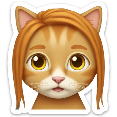 Cat with long straight ginger hair  sticker