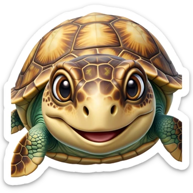 Cinematic Realistic Comical Sea Turtle Portrait Emoji, Head tilted dramatically with an exaggeratedly amused expression, featuring a robust, intricately patterned shell and wide, expressive eyes filled with playful disbelief, rendered with vibrant, lifelike detail and natural coastal light; high shine, dramatic yet playful, styled with an air of cheeky marine mischief, soft glowing outline, capturing the essence of a spirited and over‐the‐top sea turtle that looks ready to bob its way into viral fame! sticker