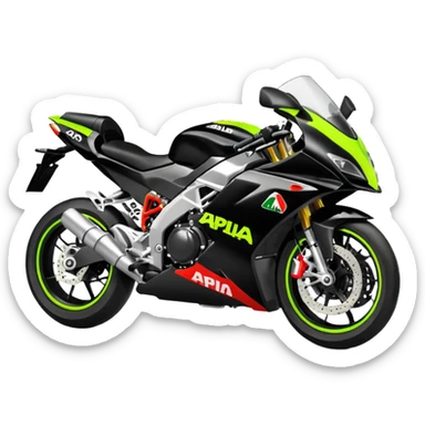 moto sportiva con scritta aprilia nera e solo avanti fluorescente  sticker