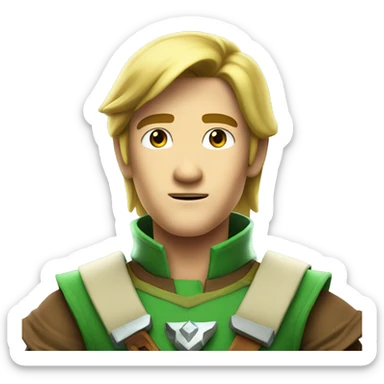 Make a futuristic character called link who is from 30 years in the future from The Legend of Zelda sticker