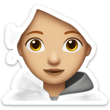 girl with ginger hair, grey eyes and curtain bangs sticker