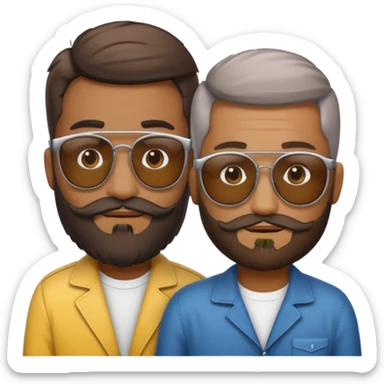 Van u make 2 cool emojis with shades side by side, both have faded hair, one of them should also have faded beard. Beneath the faded beared emoji should have the initials WQ and the other PJ sticker
