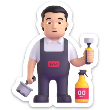 mechanic with grease stains sticker