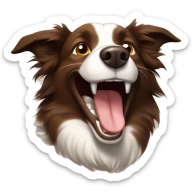 Brown border collie laughing realy hard  sticker