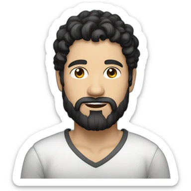 Man, white skin, short black hair, ((very long curly beard)), oblique view sticker