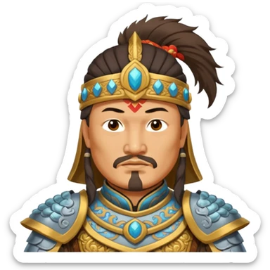 portrait of Genghis Khan in armor rotated 45 degrees to the right sticker