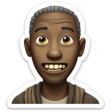 Poor beggar with missing teeth  sticker