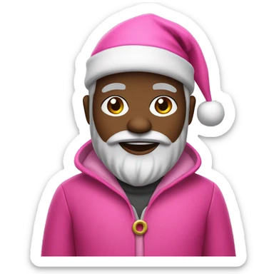 Black Santa with pink hat and coat sticker
