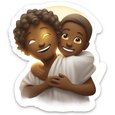 A kid hugging God sticker