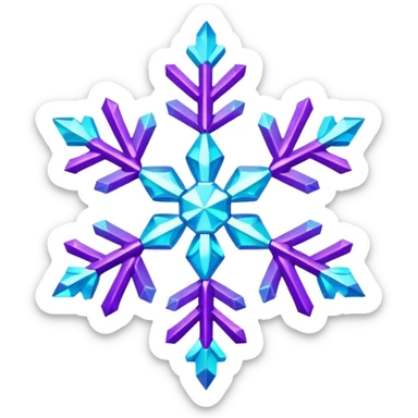 cyan and purple snowflake glitter sticker