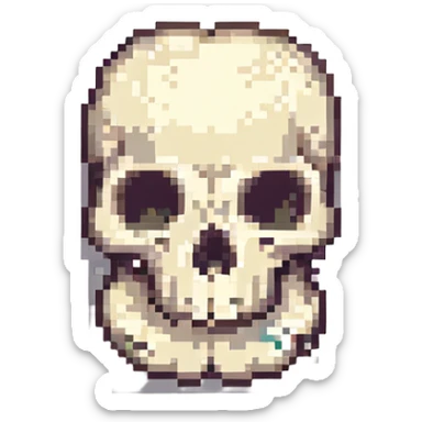 animated bone, bouncy and cute, pixel art style sticker