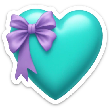 turquoise heart with light purple bow sticker