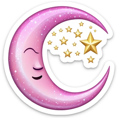 Pink sparkly moon sticker