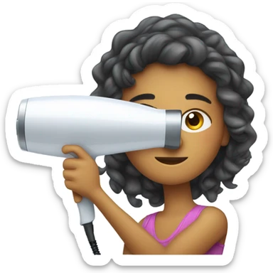 Girl is drying wet sail using the hair dryer sticker