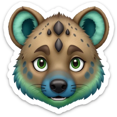 blue and green ombre hyena face sticker