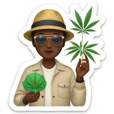 gang dealer with cannabis on a hand sticker