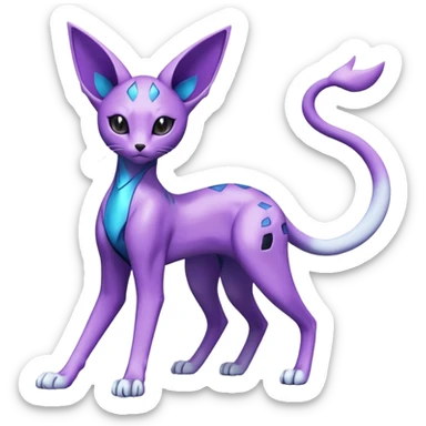 Shiny Espeon-Genesect-Mewtwo-Serval-Fakémon-hybrid-creature (full body)  sticker