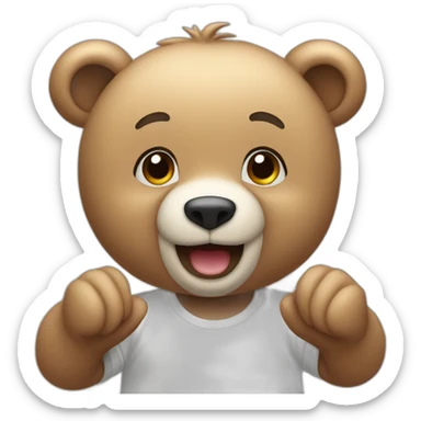 Bear with white t-shirt and He is clapping sticker