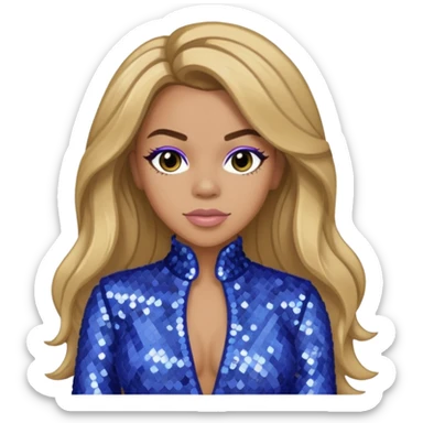 Dinah Jane from Fifth Harmony with long dark blonde hair, periwinkle sequin outfit sticker