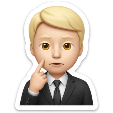 3D render of a shushing face emoji 🤫 dressed in a business suit, holding a finger to its lips. representing deceptive corporate marketing compliance. Studio lighting, cinematic realism, subtle irony, professional color grading sticker