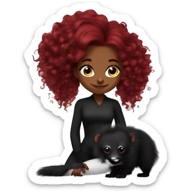 Wine Red haired and black skunk highlights strong girl with atoms sticker