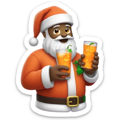 Santa holding a Fanta sticker