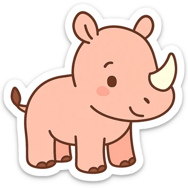 flat toon light pink baby rhino sticker