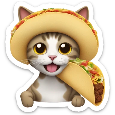 Cat eating a taco sticker