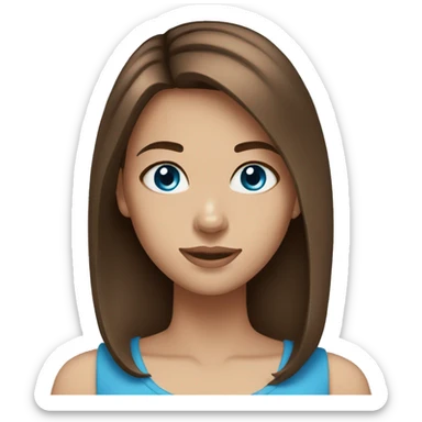 girl brown hair blue eyes sticker