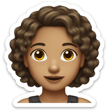 Light skin girl with dark brown wavy hair brown eyes  sticker