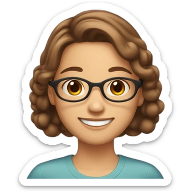 Brown Shoulderlength hair-gril-Dress for school-Show your teeth when you smile - Oval face sticker