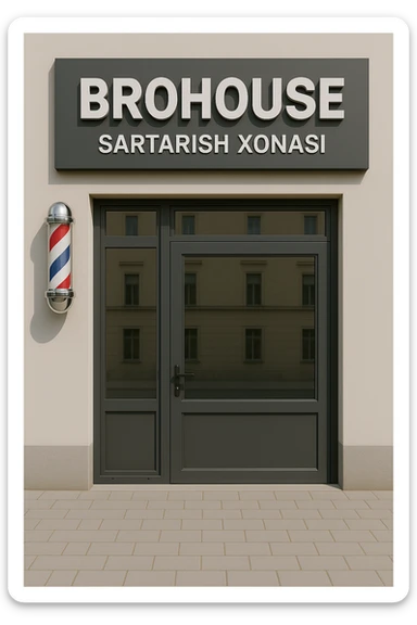 shu sartarosh xonani eshigi yopiq xolatda chizib bergon sticker