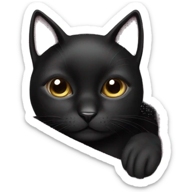 Black cat cozy in pink blanket with white dot sticker