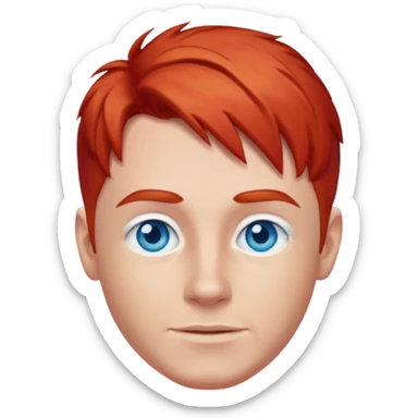 Dave Farrell with blue eyes, red hair sticker