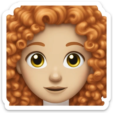 Curly long red hair white girl green eyes sticker