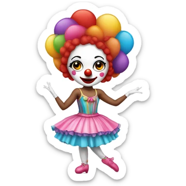 Ballerina dressed as a clown very colorful sticker