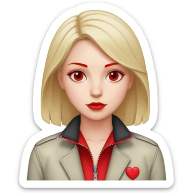 white conservative woman in jacket with red sticker