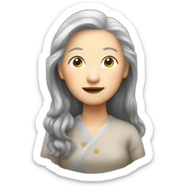 Chinese senior lady with long hair sticker