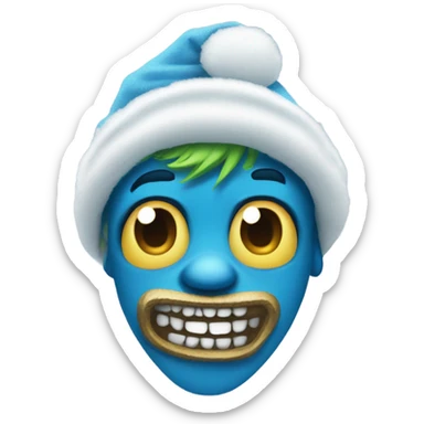 Make a blue grinch with big gangster chains on and a ski mask ready for knee surgery sticker