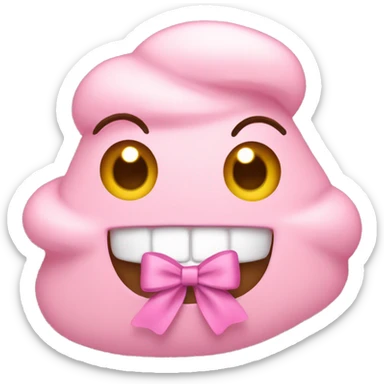 happy poop wearing small light pink bow sticker