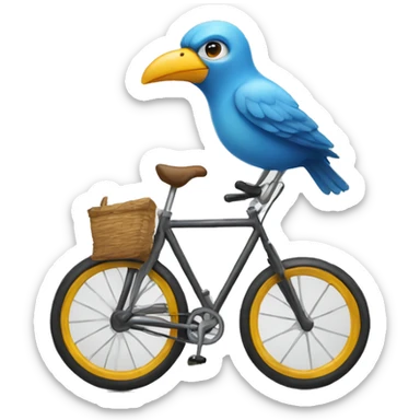 bird riding a bycicle  sticker