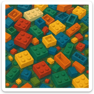 pile of assorted LEGO bricks, vibrant colors sticker