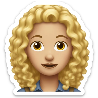 Female farmer blonde curly hair sticker