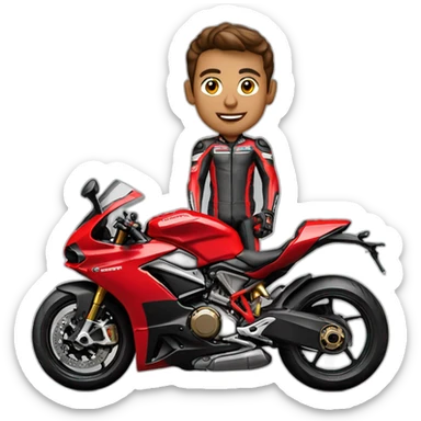 muscular biker on Ducati Corse sticker