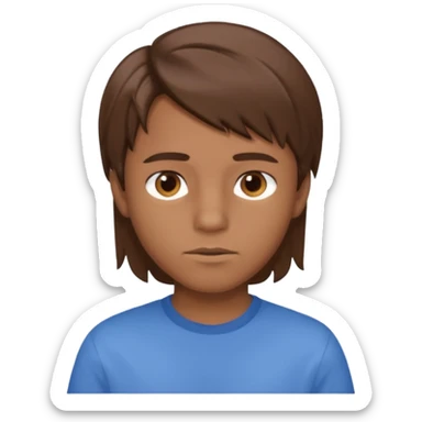 A young boy with brown hair and eyes, with slightly long, straight and disheveled hair sticker
