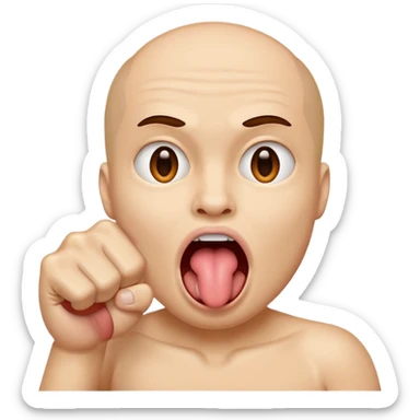 Tongue out face with two fists making a tube shape sticker