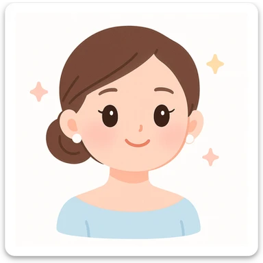clean girl, radiant complexion, hair in a low bun, pearl earrings, soft pink makeup, clean and elegant appearance sticker