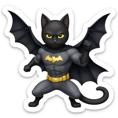 bat man cat heroic pose sticker